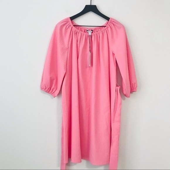 New! Elizabeth and James Bohemian Peasant Barbie Pink Gauzy Oversized Dress - Picture 5 of 12